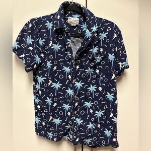 Tropical Navy Men's Shirt with Palm Print